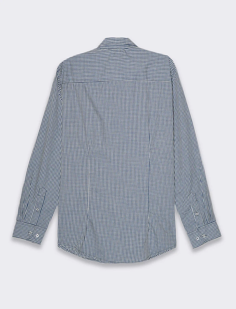 Camicia regular fit easy iron unita ed a fantasia da uomo - navy