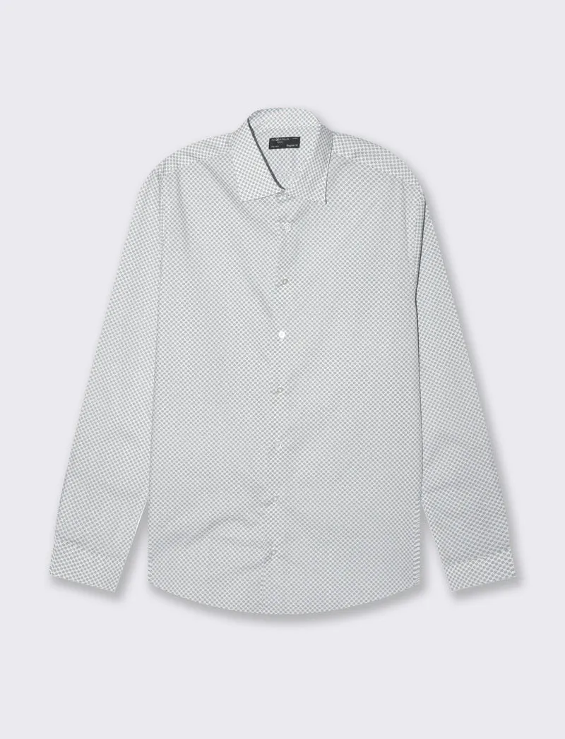 Camicia micro fantasia regular fit da uomo - Grigio ghiaccio