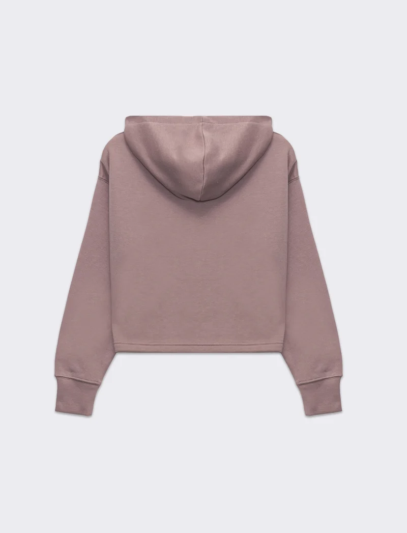 Felpa crop con cappuccio da donna - Rosa antico