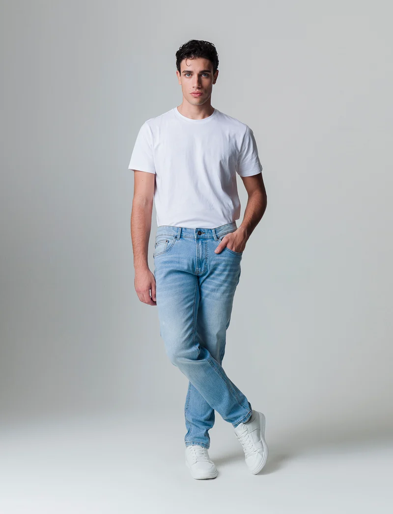 Jeans slim fit blu chiaro da uomo - Denim