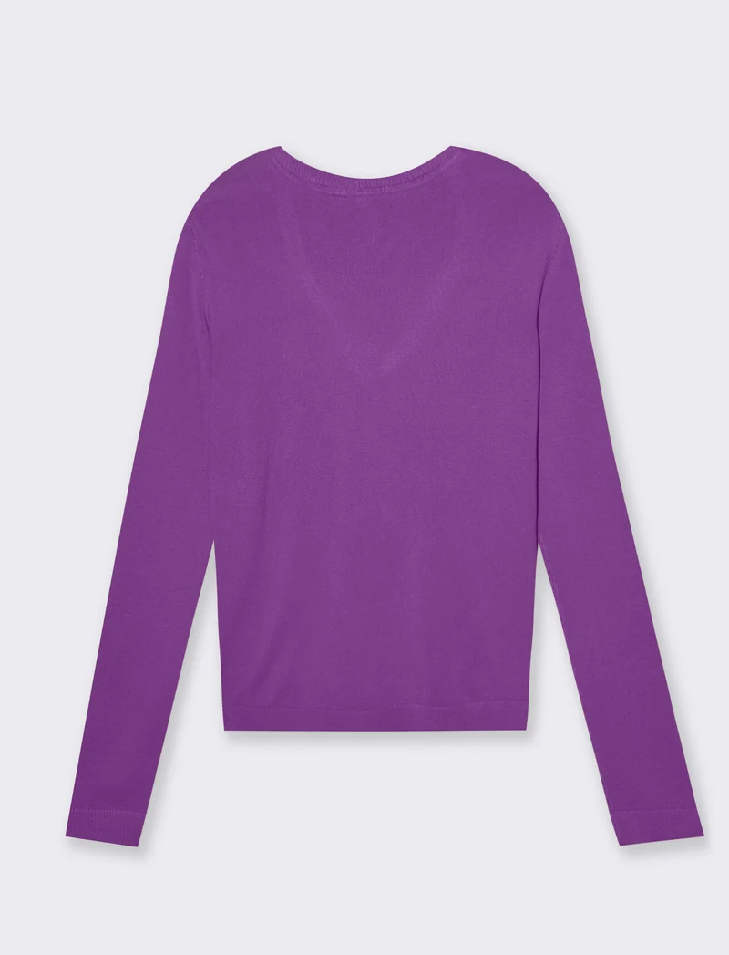 Maglia basica scollo a v da donna - Viola