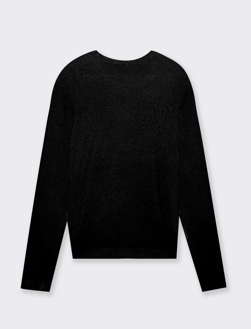 Maglia basica giro collo da donna - Nero