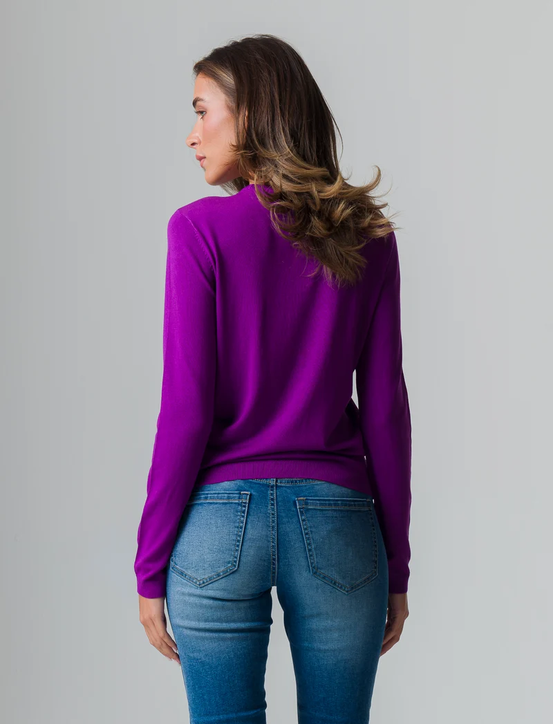 Maglia basica giro collo da donna - Viola