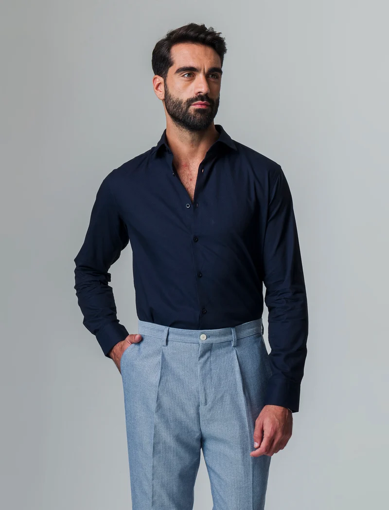Camicia formal strutturata regular fit da uomo - Nero