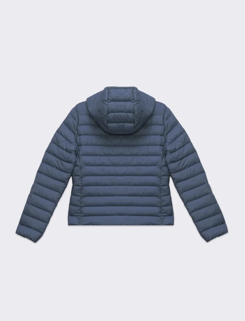 Giubbotto imbottito con cappuccio da donna - Denim