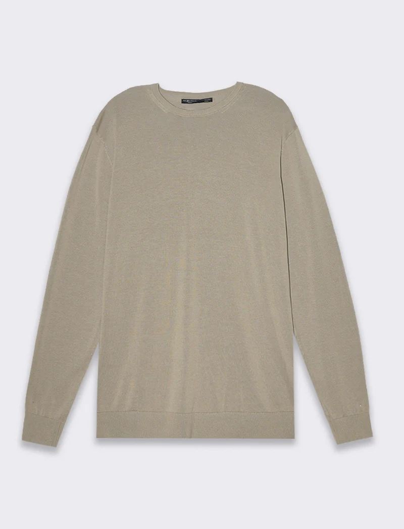 Maglia basic in puro cotone da uomo - Verde salvia