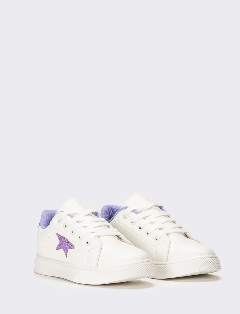 Sneakers da bambina con stella - Bianco