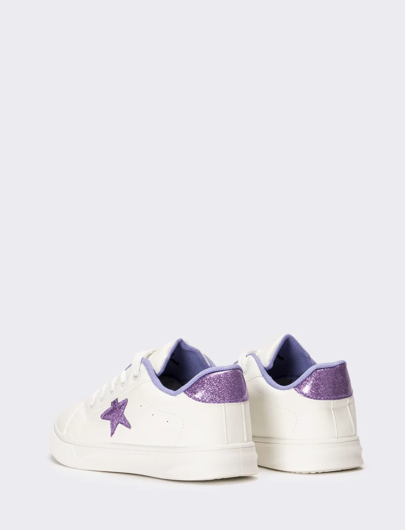 Sneakers da bambina con stella - Bianco