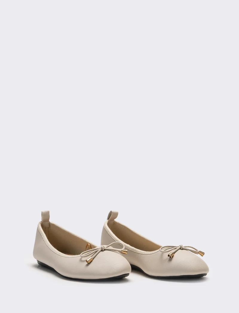 Ballerina da donna con fiocco - Beige