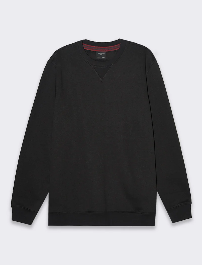 Felpa basic girocollo da uomo - Nero