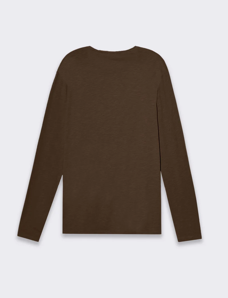 T-shirt basic in cotone slub da uomo - Moro