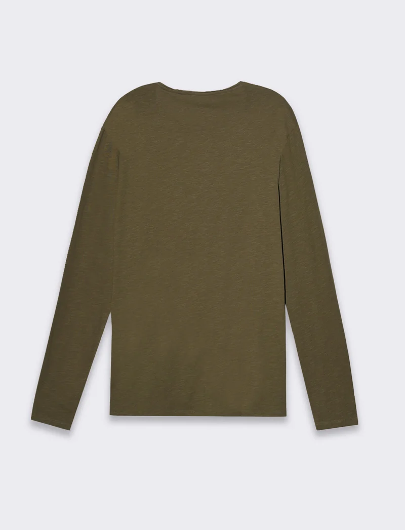 T-shirt basic in cotone slub da uomo - Verde kaki