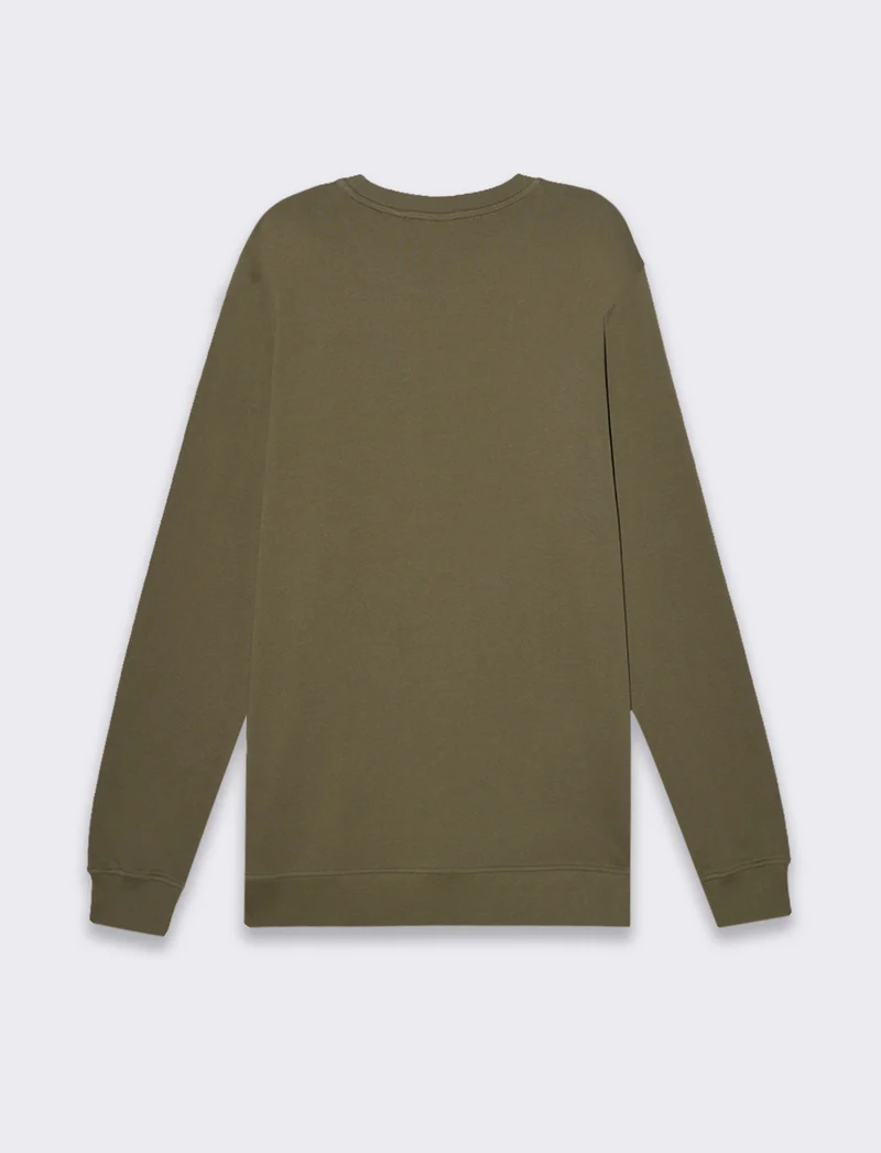 Felpa basic girocollo in cotone da uomo - Verde kaki