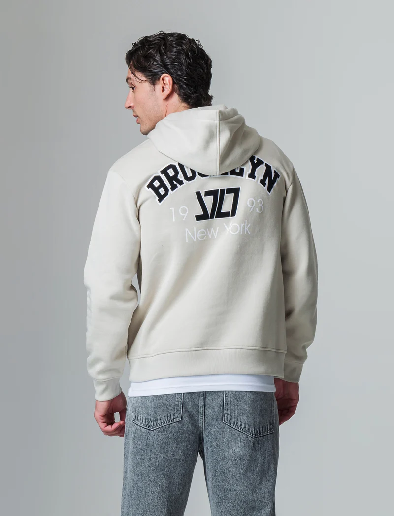 Felpa con stampe e cappuccio da uomo - Grigio ghiaccio