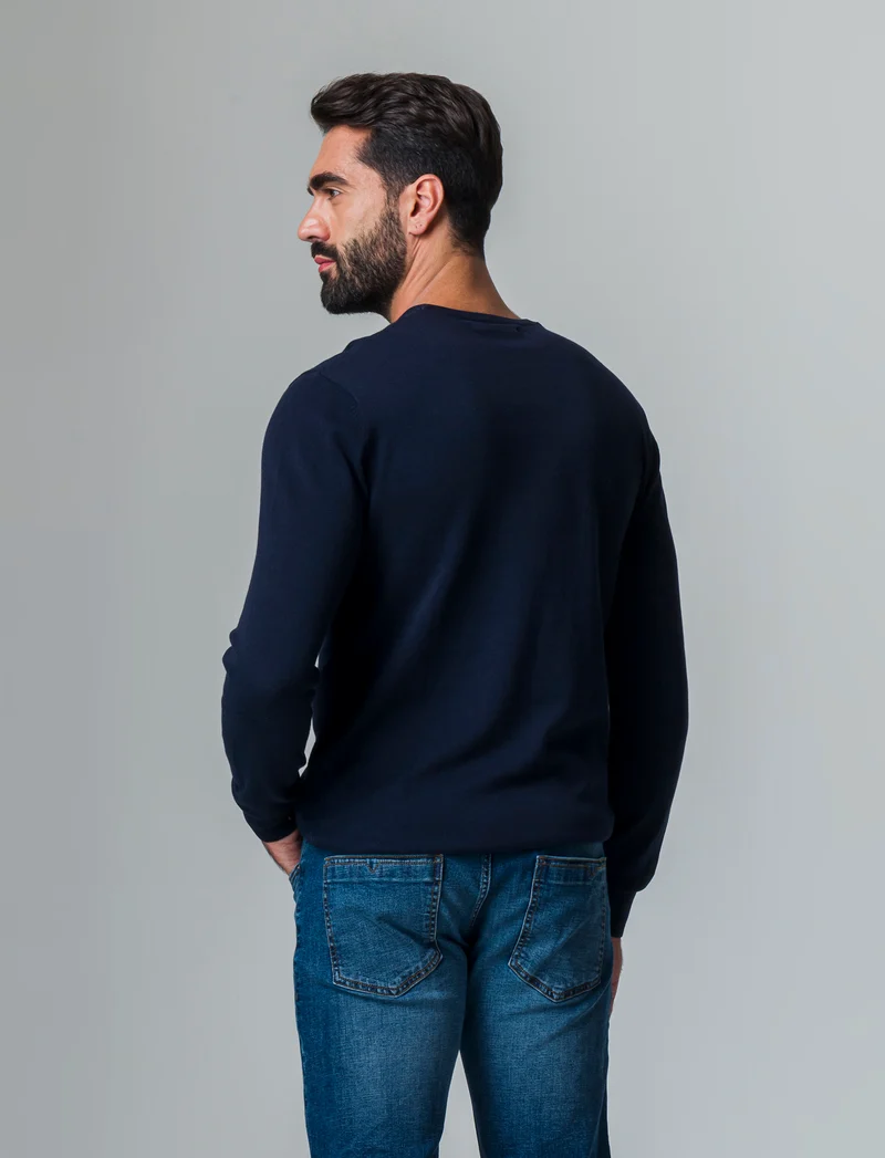 Maglia basic in puro cotone da uomo - Blu