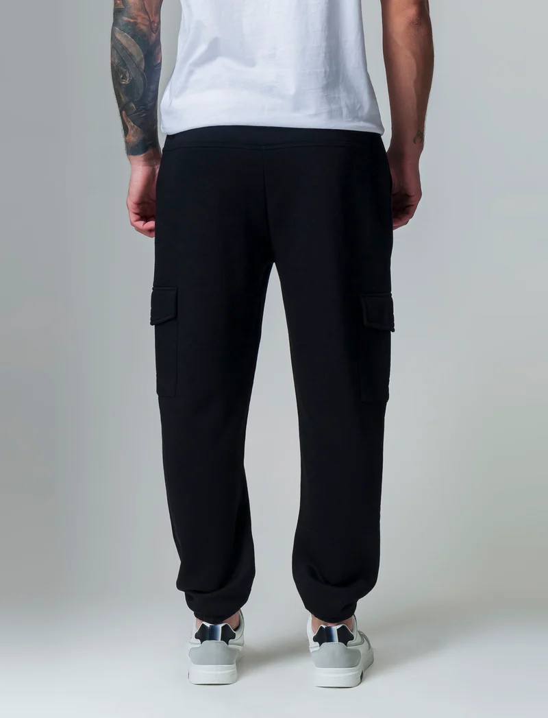 Pantaloni in felpa con tasconi da uomo - Nero
