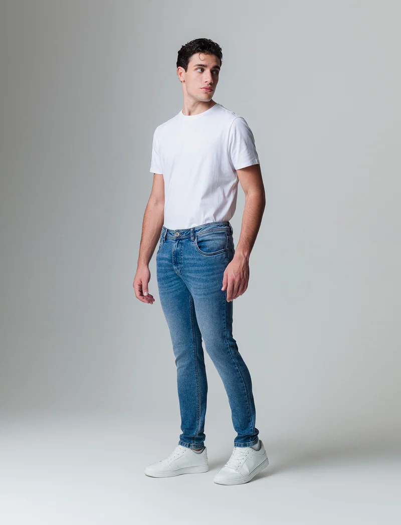 Jeans skinny fit blu medio da uomo - Denim