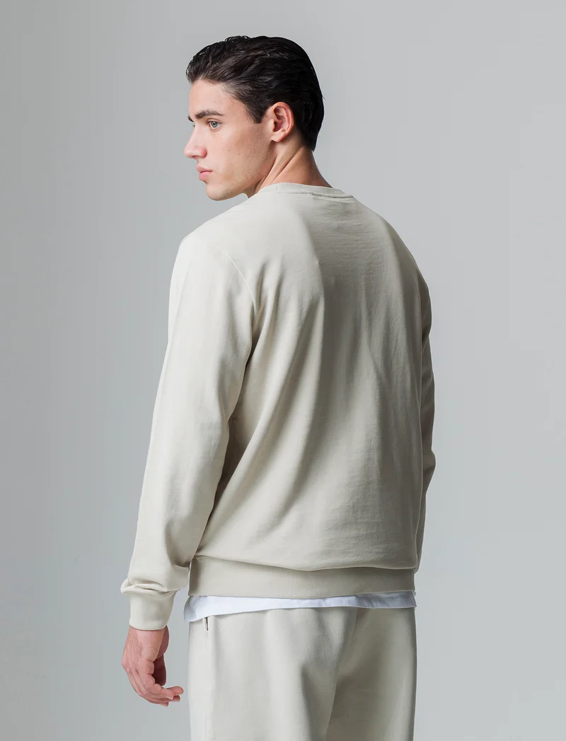 Felpa basic girocollo in cotone da uomo - Grigio ghiaccio