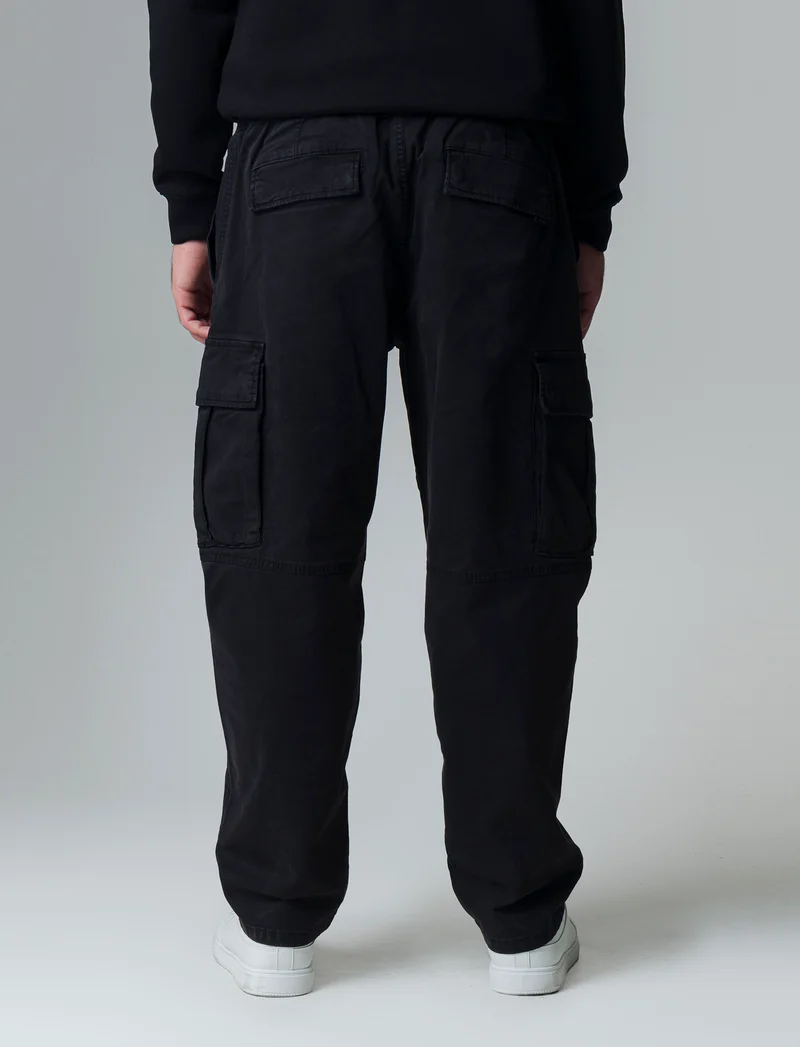 Pantaloni relaxed cargo in twill da uomo - Nero