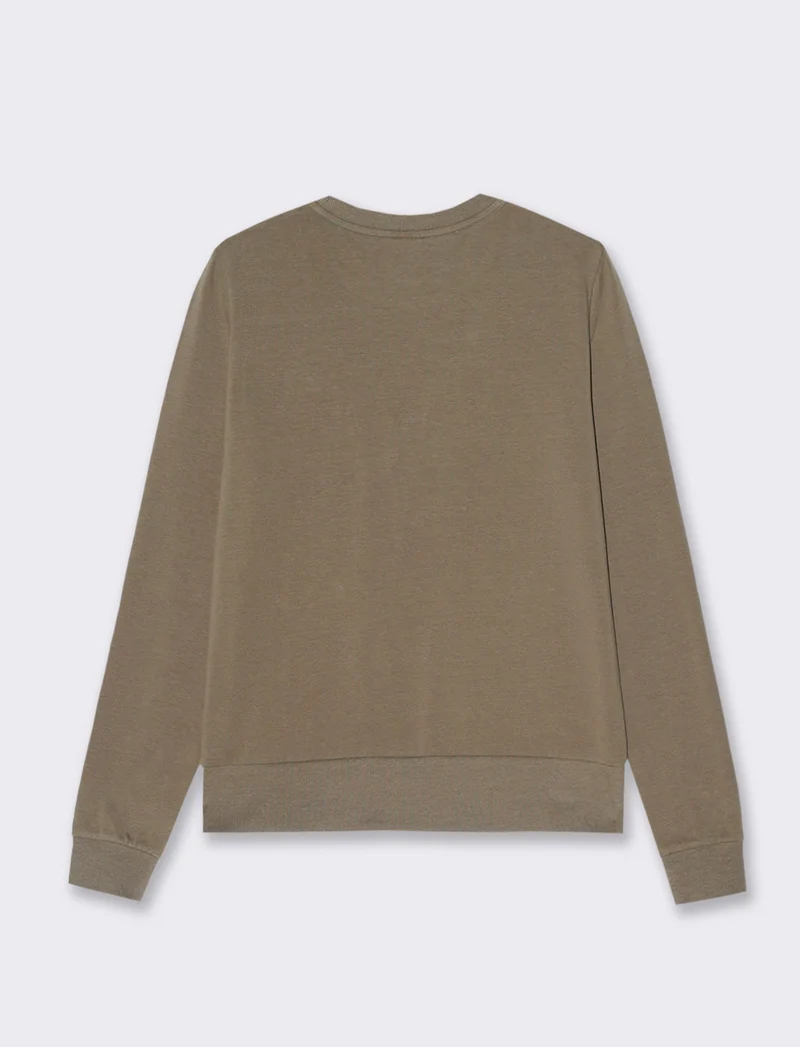 T-shirt manica lunga con stampa da donna - Verde salvia