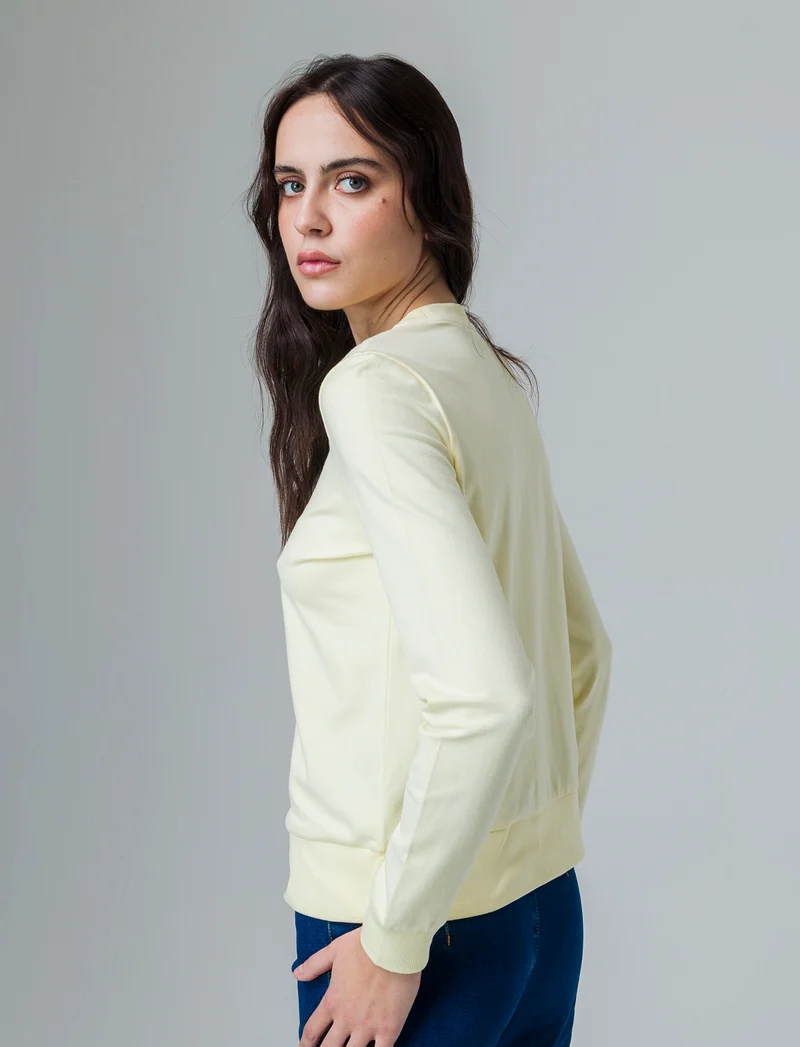 T-shirt manica lunga con stampa da donna - Giallo pastello