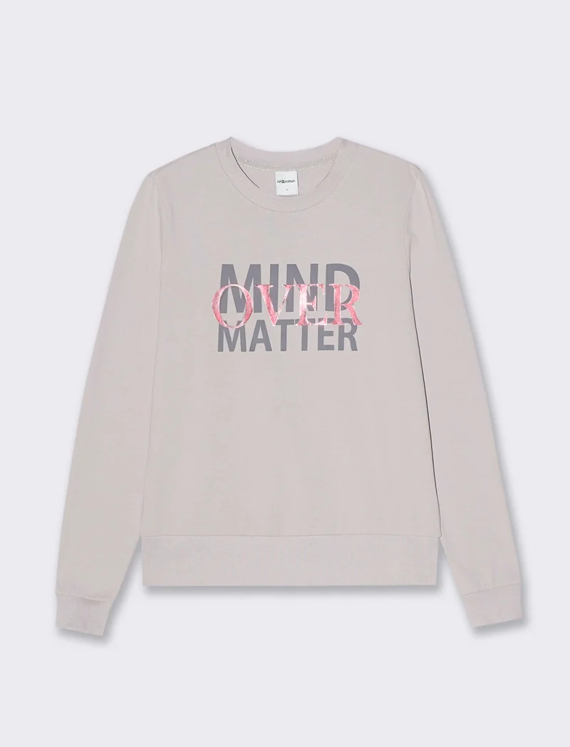 T-shirt manica lunga con stampa da donna - Bianco perla