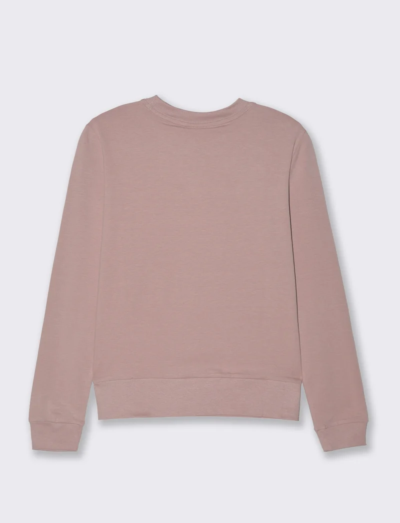 T-shirt manica lunga con stampa da donna - Rosa antico