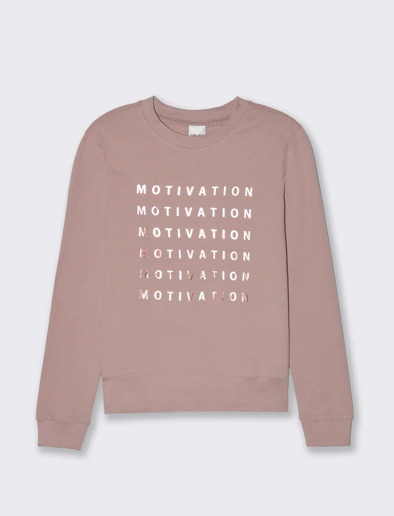 T-shirt manica lunga con stampa da donna - Rosa antico