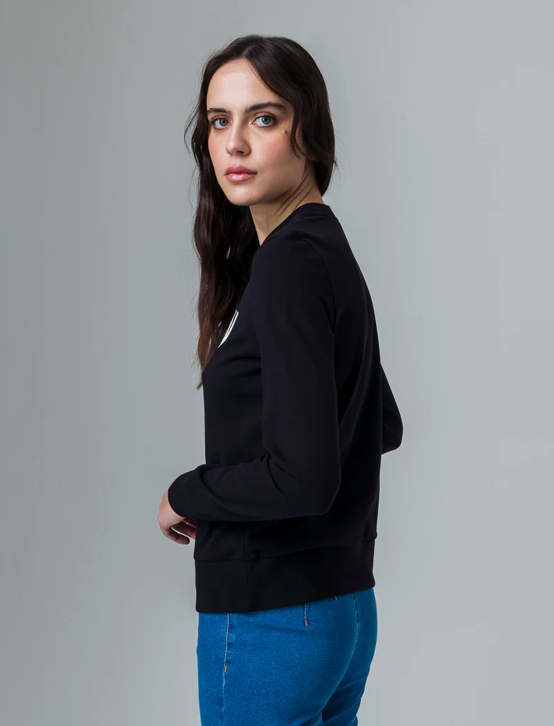 T-shirt manica lunga con stampa da donna - Nero