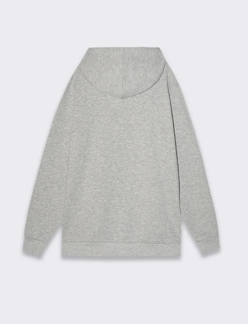 Felpa basic con cappuccio e cerniera da uomo - Grigio mel.