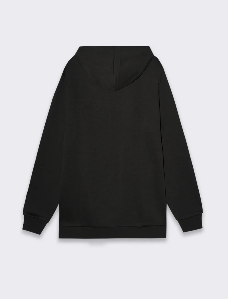 Felpa basic con cappuccio e cerniera da uomo - Nero