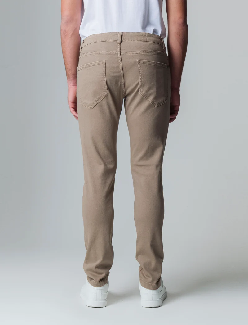 Pantaloni 5 tasche slim fit da uomo - Grigio tortora