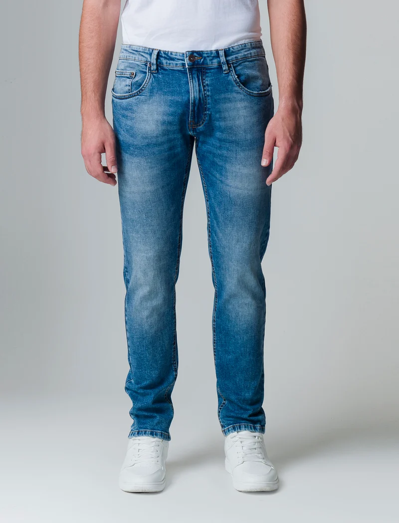 Jeans slim fit blu medio da uomo - Denim