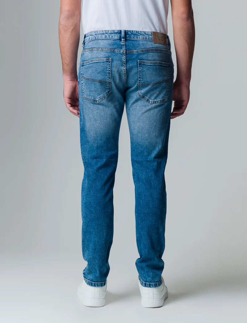 Jeans slim fit blu medio da uomo - Denim