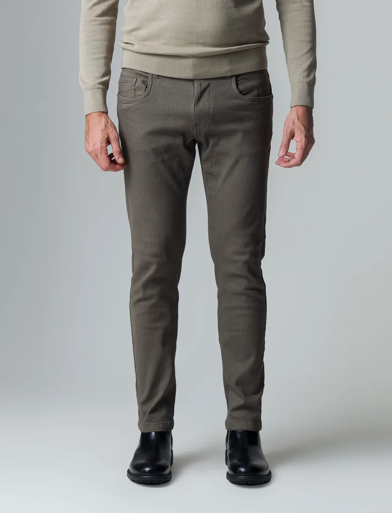 Pantaloni 5 tasche slim fit da uomo - Verde kaki