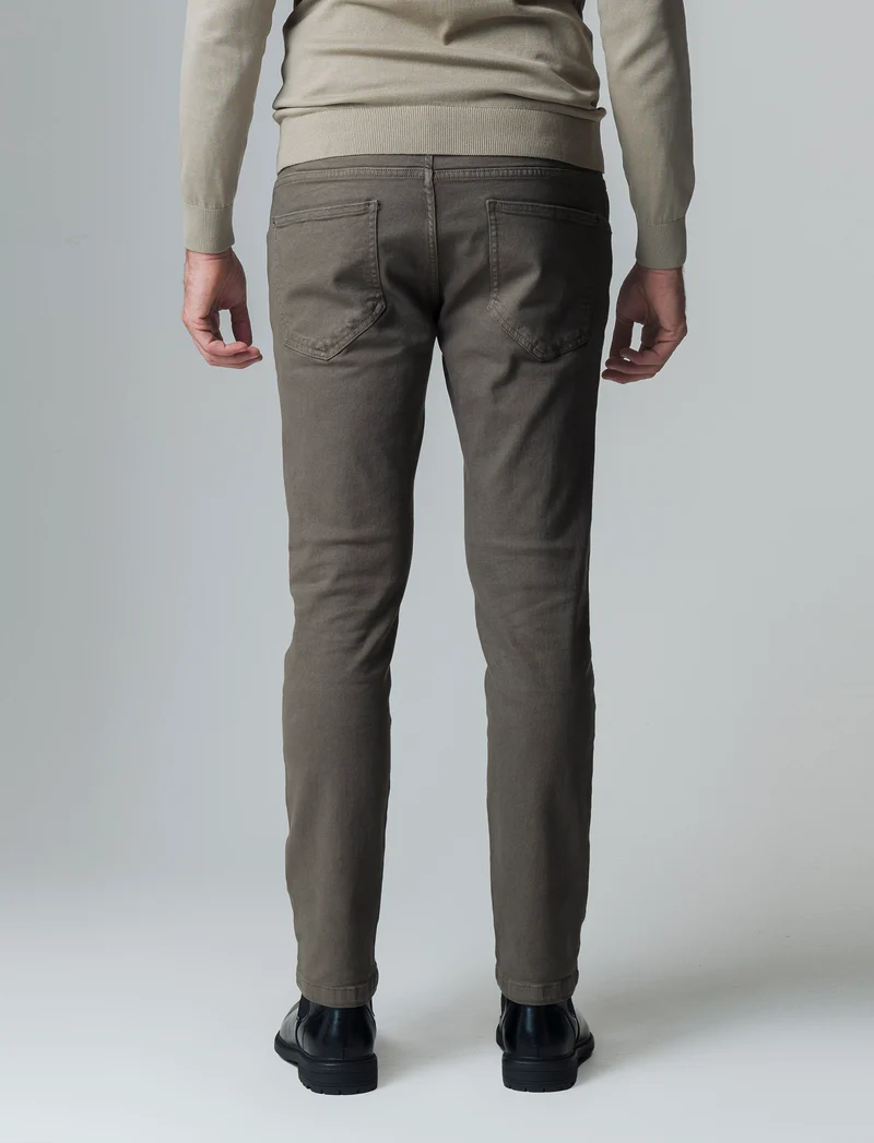 Pantaloni 5 tasche slim fit da uomo - Verde kaki