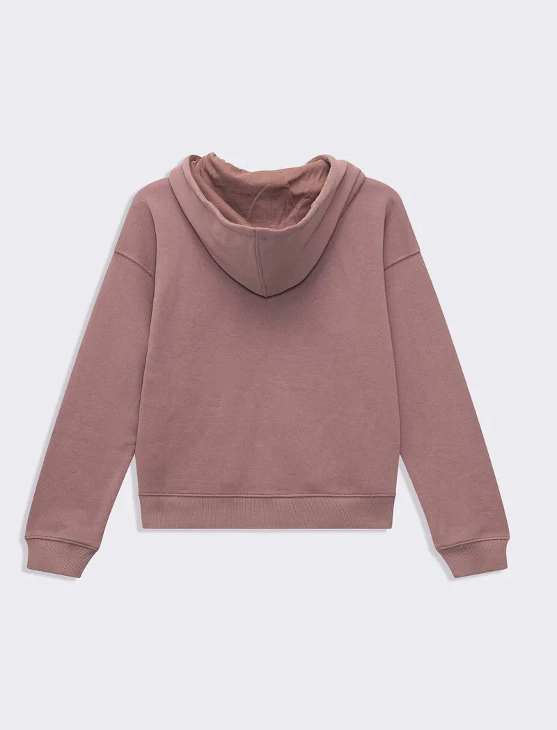 Felpa con cappuccio e zip da donna - Rosa antico