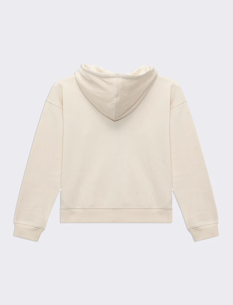 Felpa con cappuccio e zip da donna - Avorio