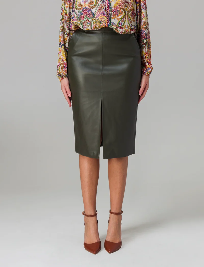 Longuette similpelle da donna - Verde militare