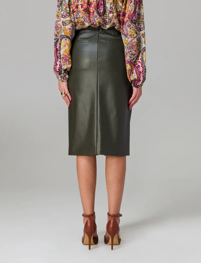 Longuette similpelle da donna - Verde militare