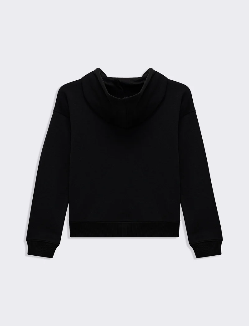 Felpa con cappuccio e zip da donna - Nero