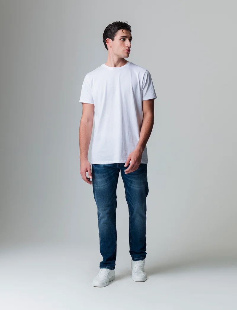 T-shirt waffle regular fit da uomo - Bianco