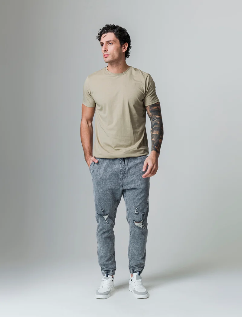 T-shirt waffle regular fit da uomo - Verde salvia