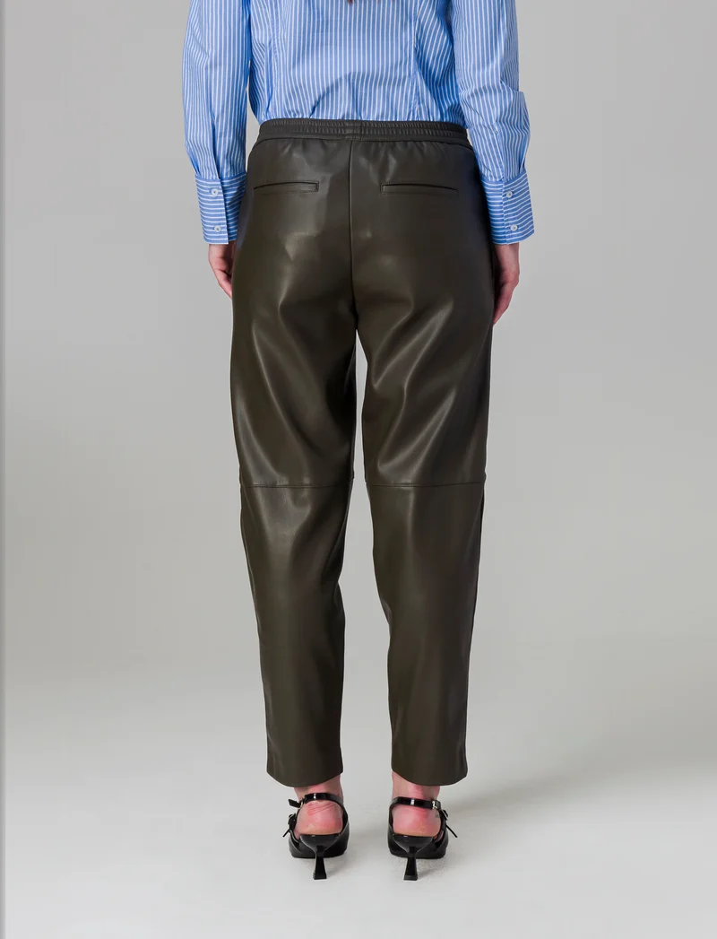 Pantalone effetto pelle da donna - Verde militare
