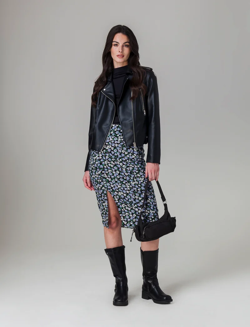 Giubbotto modello biker da donna - Nero