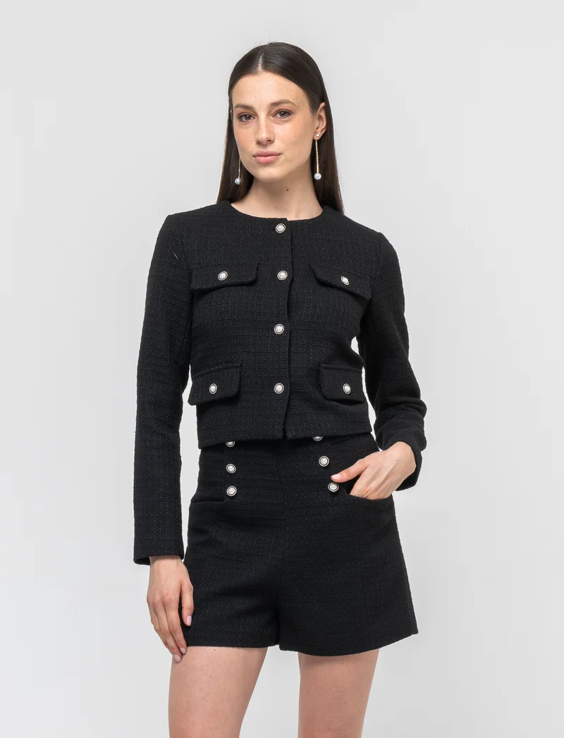 Giacca con bottoni gioiello da donna - Nero
