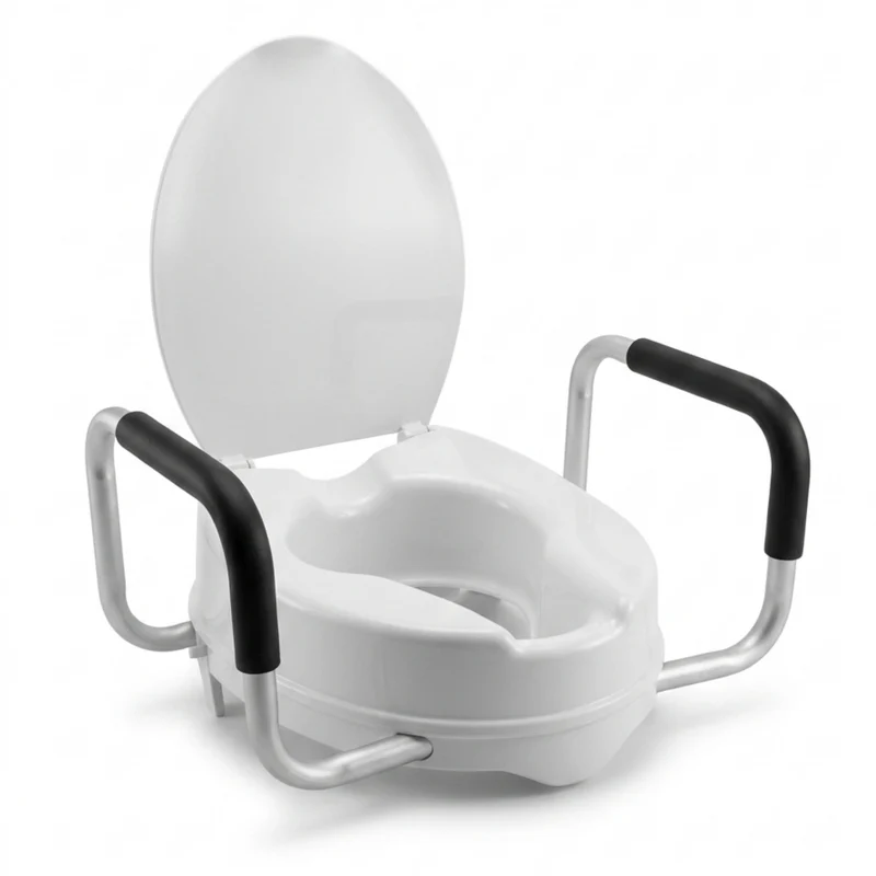 Rialzo WC con Coperchio e Manici Ergonomici - Anziani, Donne Incinta e Disabili