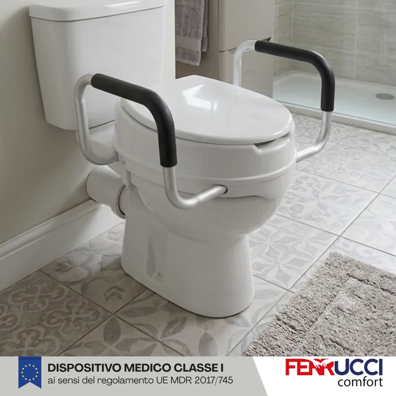 Rialzo WC con Coperchio e Manici Ergonomici - Anziani, Donne Incinta e Disabili
