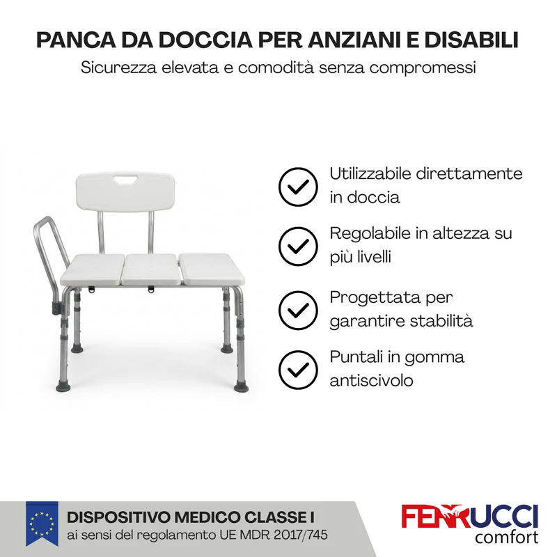 Sedia da Doccia Panca per Anziani e Disabili - Altezza regolabile