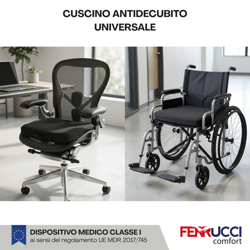Cuscino Antidecubito Gonfiabile per Sedia a Rotelle, Ufficio, Divano - Previene e Tratta Piaghe da decubito - Dispositivo Medico Classe 1